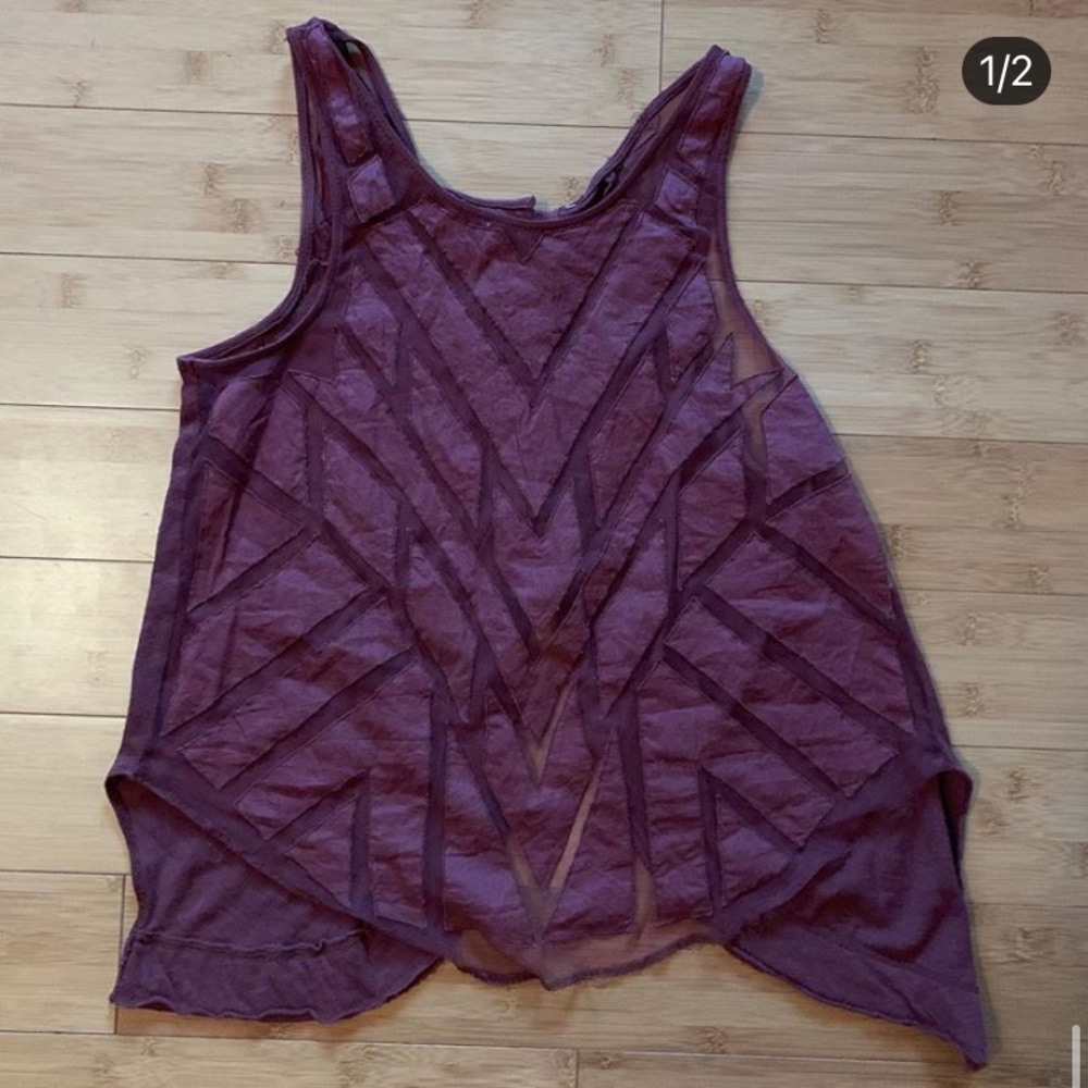 maroon free people mesh pannel tank top